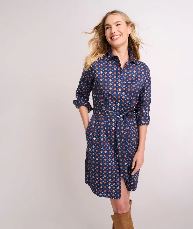 Stretch Cotton Printed Sydney Shirt Dress